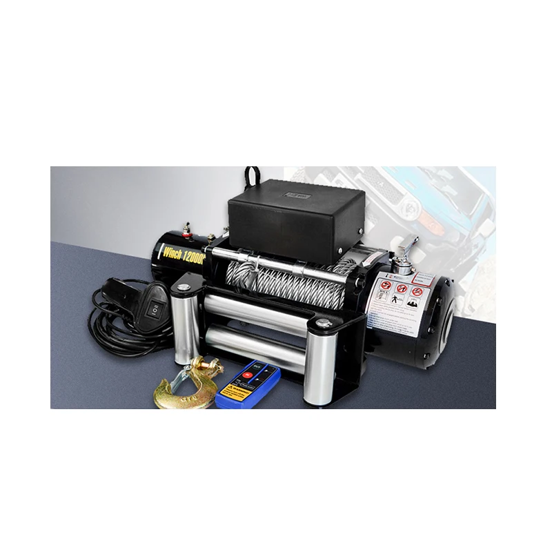 Small electric winch wireless remote control 13500lbs 4x4 off road 12v winch for sale