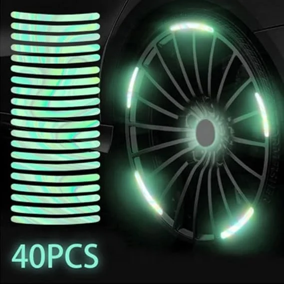 20pcs/set Luminous Car Glowing Wheel Hub Sticker Car Stripe Decals Stickers for Night Driving Car Wheel Hub Reflective Sticker