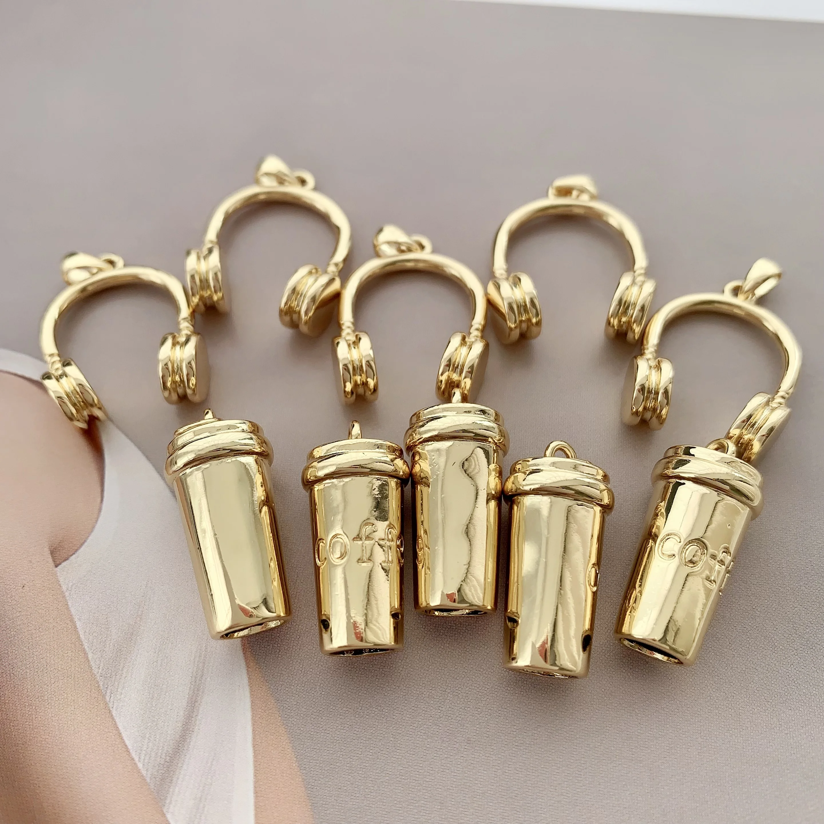 LS-L3694 Beautiful earpiece charm & pendant solid coffee cup charms men jewelry accessories gold charms