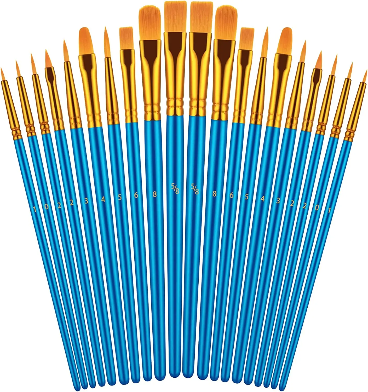 Haihui Blue 20 Pcs Paint Brushes for Acrylic Painting Oil Watercolor Acrylic Paint Brush Artist Paintbrushes for Body Face Rock