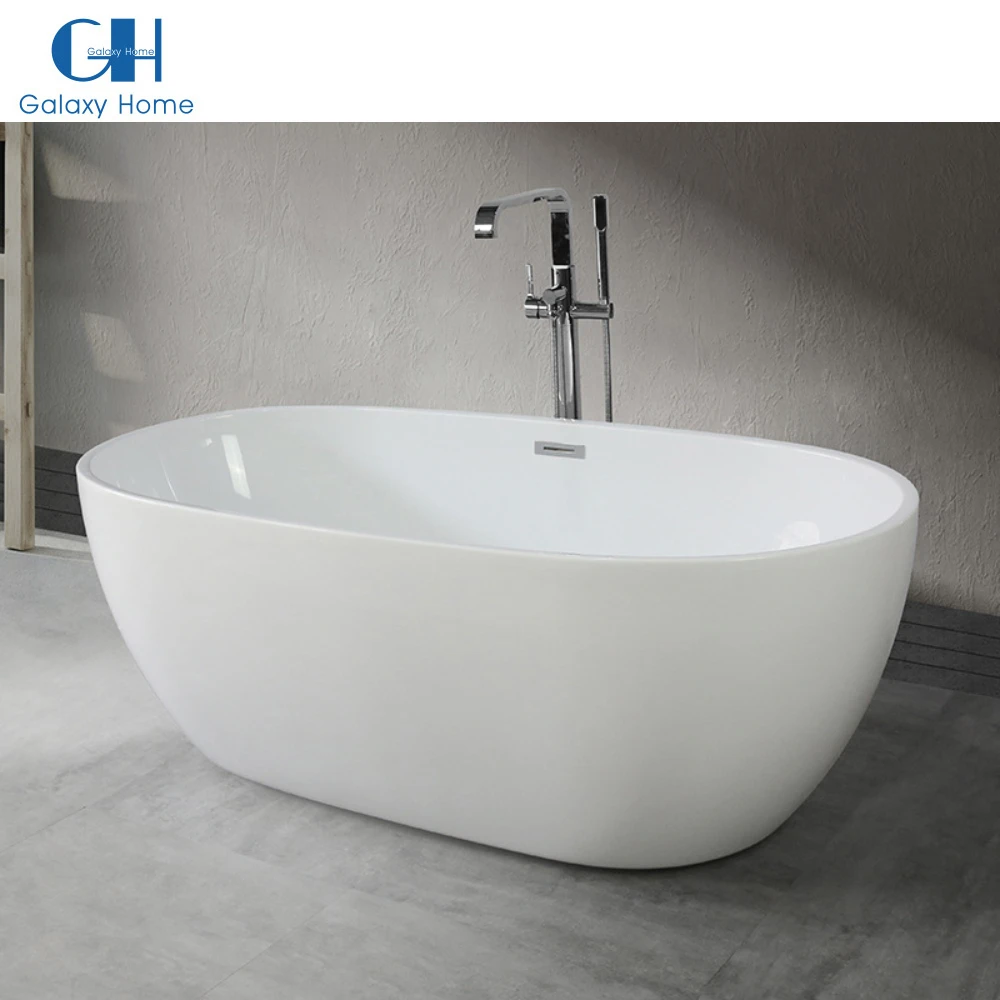 Poly Methyl Methacrylate Double Ended Bath Stand Alone Soaker Floor Mount Tub Dual Acrylic Modern Bathtub For Bathroom Design