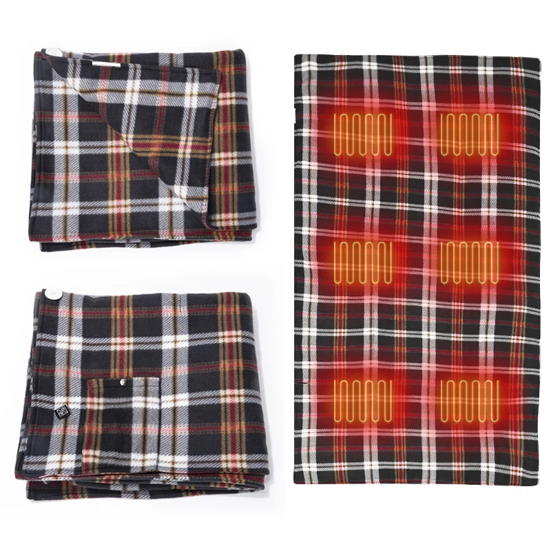 Factory Electric Thermal Blankets Winter Plaid Energy Saving Warm Heater Blankets 7.4V Shawl Heating Electric Cooling Blanket