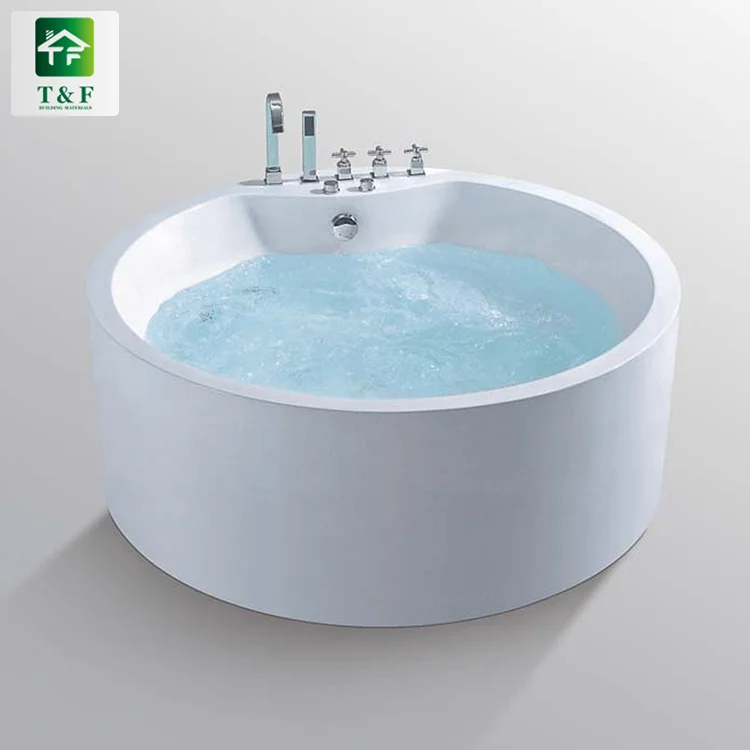 Fashion design 1.6m acrylic white bath tub durable freestanding soaking round bathtub