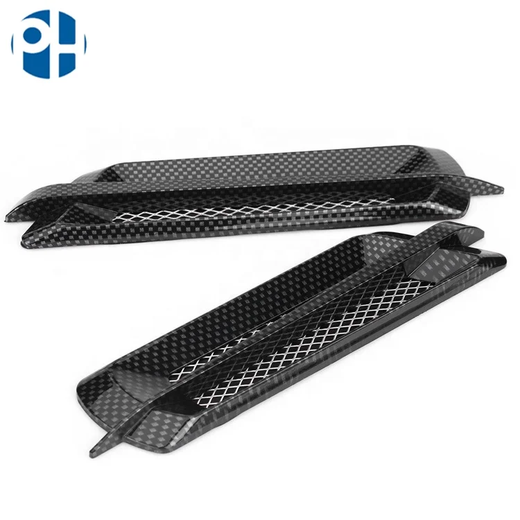 New 2PCS ABS Plastic Sticker Car Carbon Fiber Side Air Flow Intake Grille Vent Fender Cover Shark Gill Sticker DIY Car Styling