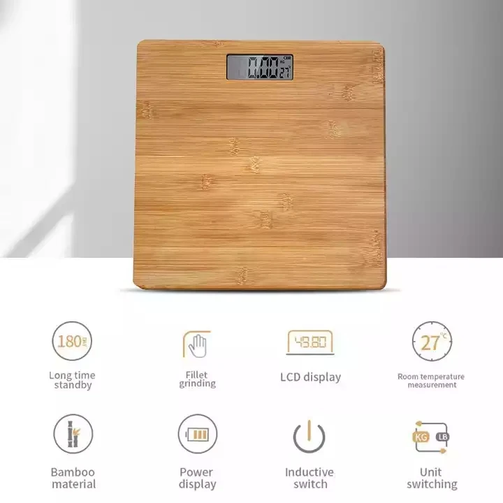 Domestic Bathroom Scale Weighing Scale Bamboo 2 AAA Power Battery Pattern Bathroom Health Tray New Arrival