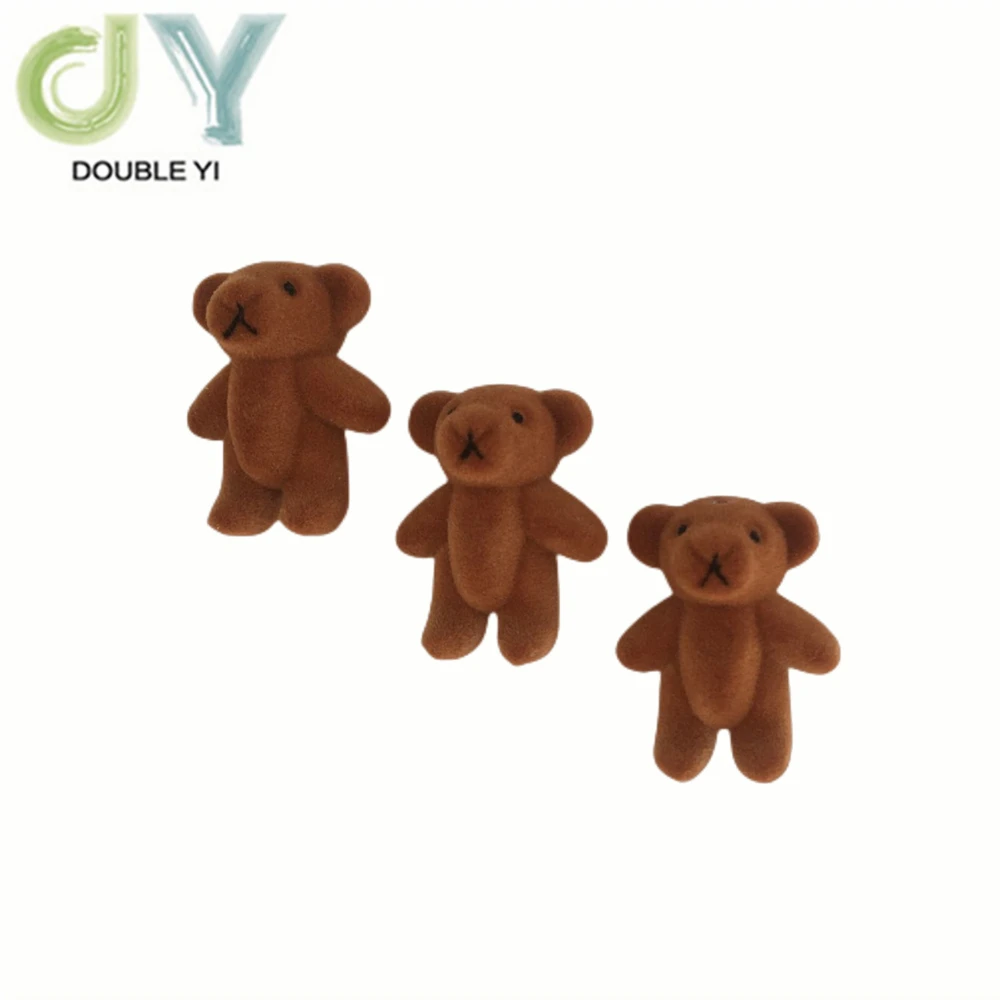 Wholesale cartoon mini flocking bear DIY handmade decoration plush toys for women girls necklace earring jewelry gifts
