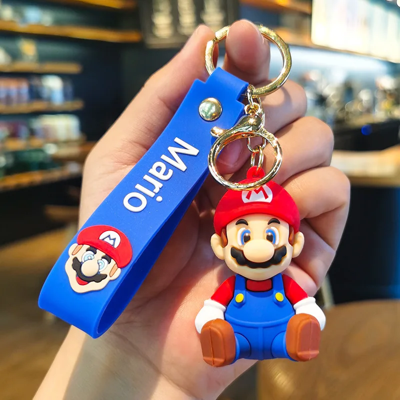 Wholesale 30 styles Pvc Game Marios Bros Luigi Mushroom Character Toys SuperMarios Keychain 3D Marios Anime Rubber Keychain