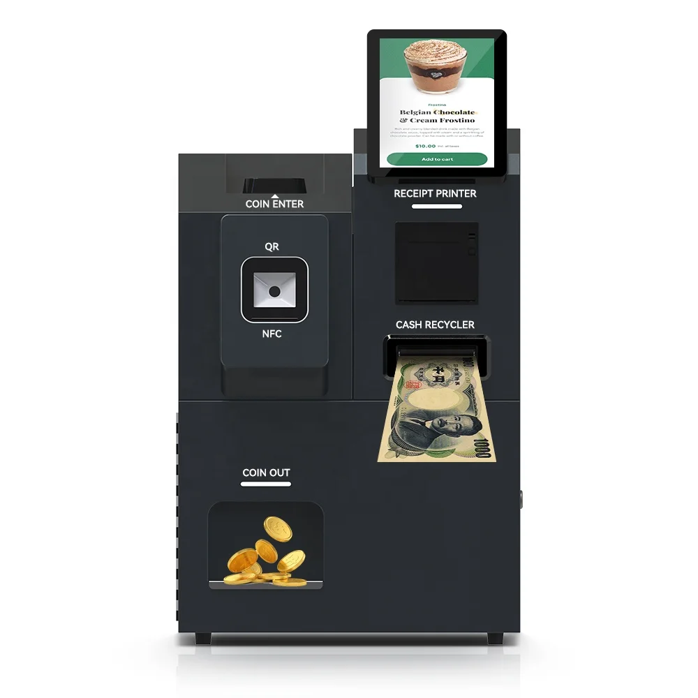 Self-service printing report terminal kiosk for coffee shop