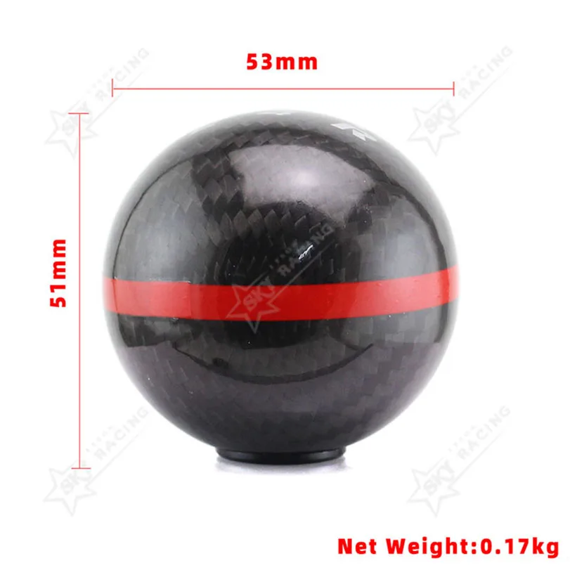 Universal 5/6 Speed Manual Automatic Shifter Head Spherical JDM Racing With 3 Adaptors Mugen Carbon Fiber Shift Gear Knob