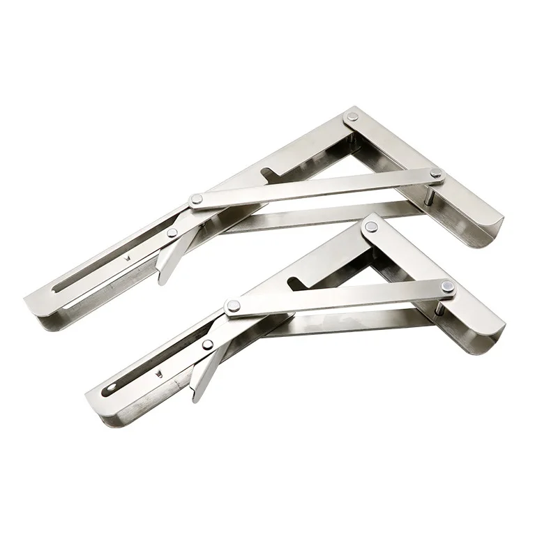 Heavy duty Stainless Steel Wall Mounting Corner Bracket Table Bench Support Bracket 8 inches Folding Metal Shelf Brackets