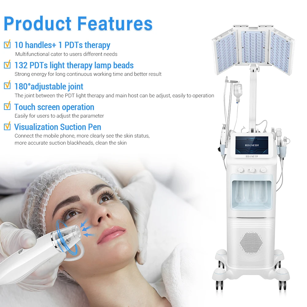 11in1 Hydro Generation co2 bubble jet peeling oxygen bubble pen mesotherapy visual head hydra dermabrasion facial machine