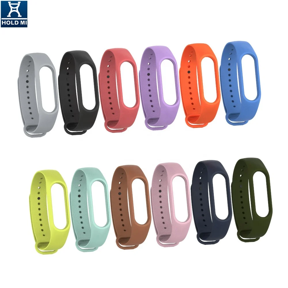HOLDMI 430222 series olive green color silicone watch belt band compatible for mi band 3 and 4