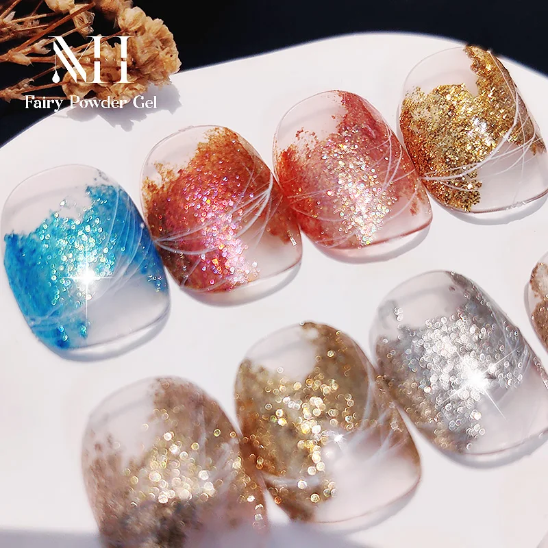MH new design highlight fairy powder gel original manufacturer smoothies cream fairy powder gel pearl powder gel nail polish