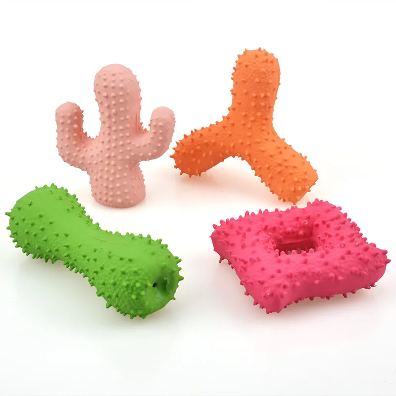 Pet Latex Toys Square Latex Sounding Toys With Prickly Bones Bite Resistant Tooth Cleaning Dog Toys