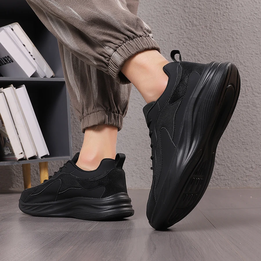 Large size 35-45 black color sneakers casual sports sport shoes for men