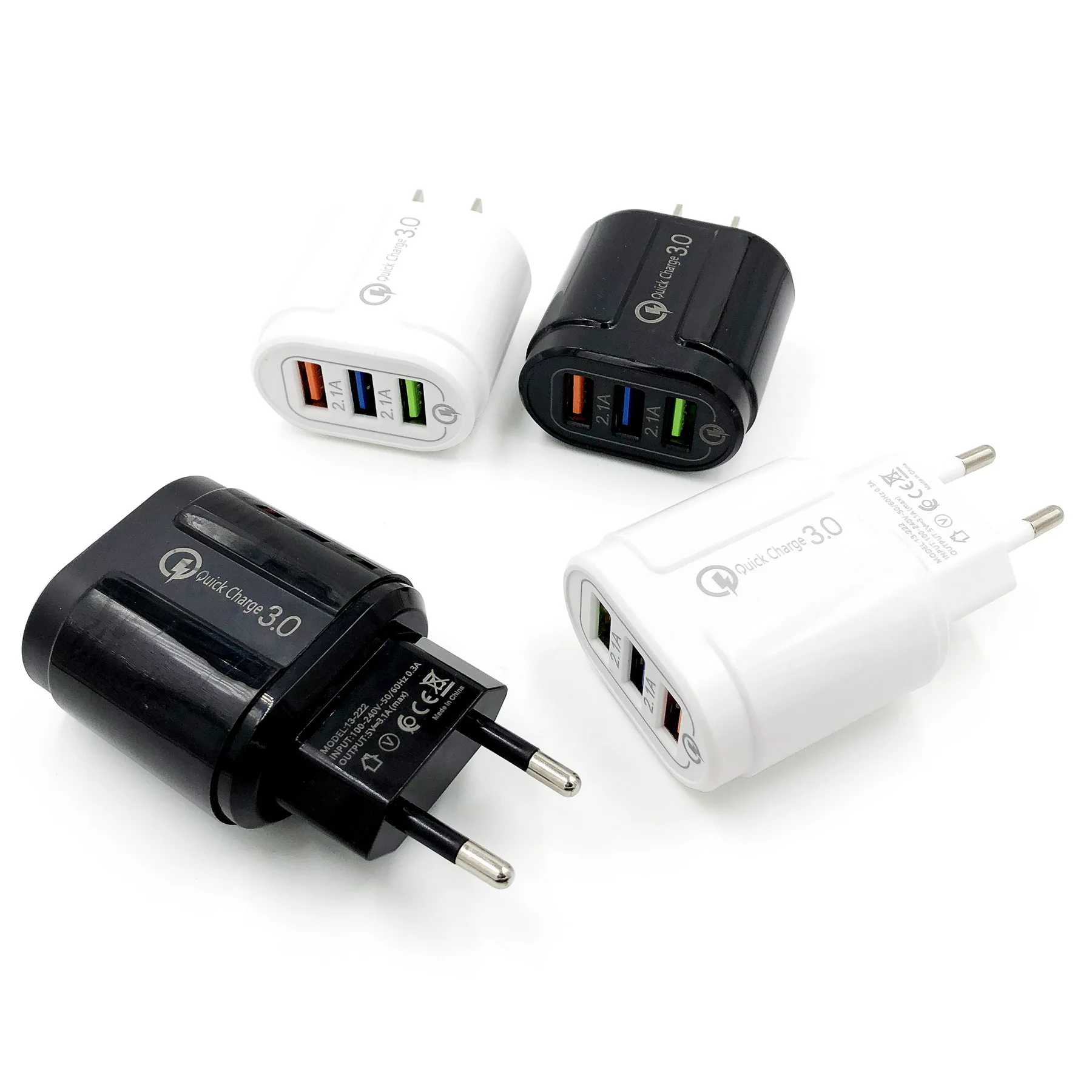 fast charging mobile phone qc3.0 fast charging 5V9V12V3usb travel charging cross mirror for European / American / British reg