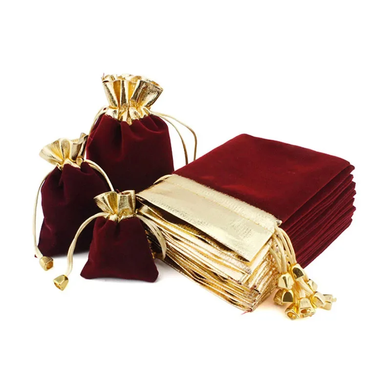 50Pcs/Lot Elegant Velvet Pouches Lint Bag Flannelette  Sachet Charpie Motarium Cotton Flannel Gilt-edged Packing Bag