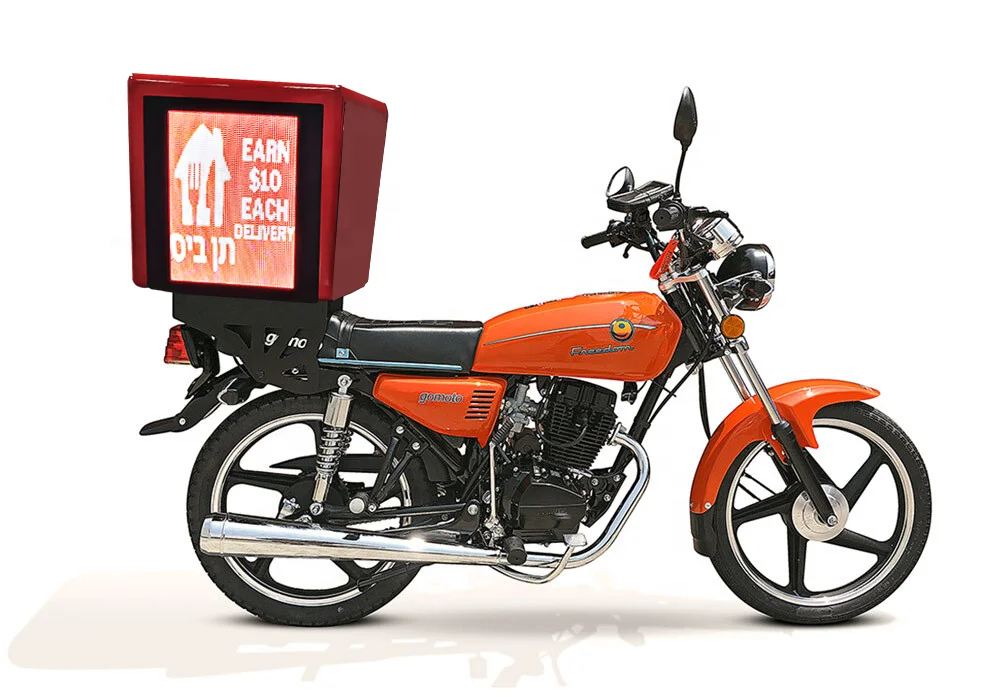 HXTECH LED Pizza Delivery Boxes 3 Sides LED Waterproof Food Delivery Box LED Light Side Open Fiberglass Motorcycle