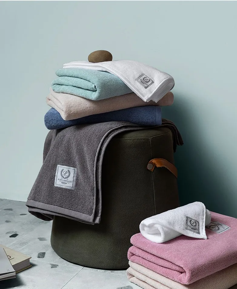 High Quality Super Soft 100% Cotton Custom Embroidered Label Patch Logo Terry Bath Spa Face Towel for Hotel Promotional Gifts