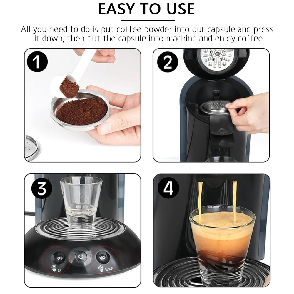 1Pod Set Hot Selling Reusable Coffee Capsule Stainless Steel Coffee Filter Coffee Cup Compatible With Senseo Espresso Machines