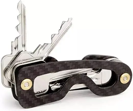 2021 Fashion Compact Clever Key Organizer Key Holder Keychain Organizer Carbon Fiber Gift Box