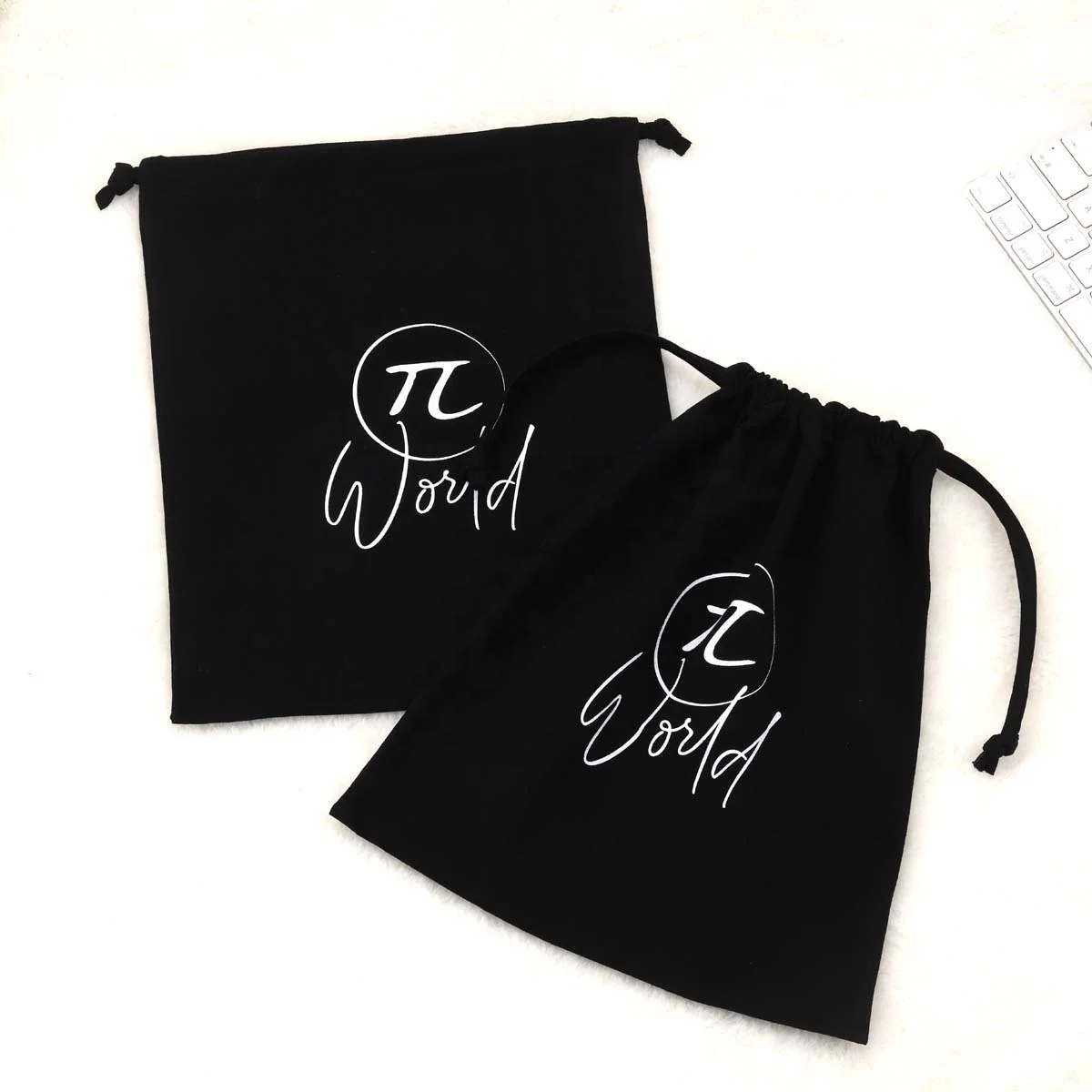 Bclack Eco-friendly Cotton Twill Dust Pouch Jewelry Socks Custom Logo Printed Drawstring Sealing Handle Hat Packaging Bag Gift