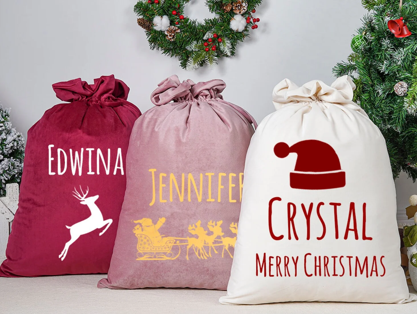 Christmas Santa bag Christmas gift bag for kids Personalised Bag for presents-Christmas