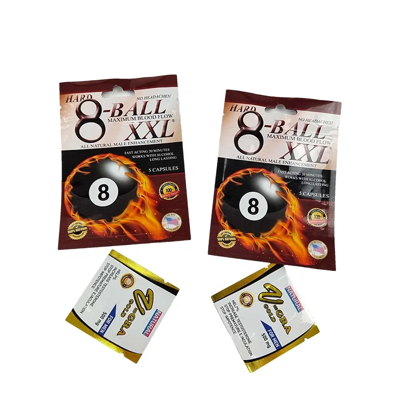 Custom Logo Printed Plastic Resealable Flat Bags Rhino Sex Pill Capsule Packaging Plastic Pouch Baggies