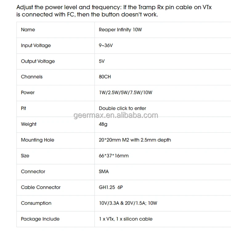 FPV Drone Part Kit 10W 80CH VTx for Foxeer 4.9G~6G Reaper Infinity Video Transmitter 1/2.5/5/7.5/10W UAV Spare Component 4.9G-6G
