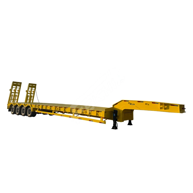 China Manufacturer Customized Heavy Duty 3 4 5 Axle Low Bed Trailer Transport Equipment 60-80T Lowbed Truck Trailer