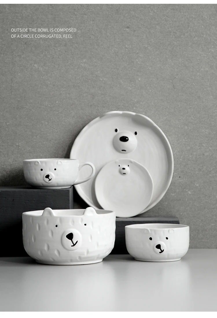 SYL Bowl cute girl heart bear plate dish small fresh home creative personality breakfast Japanese tableware set for one person