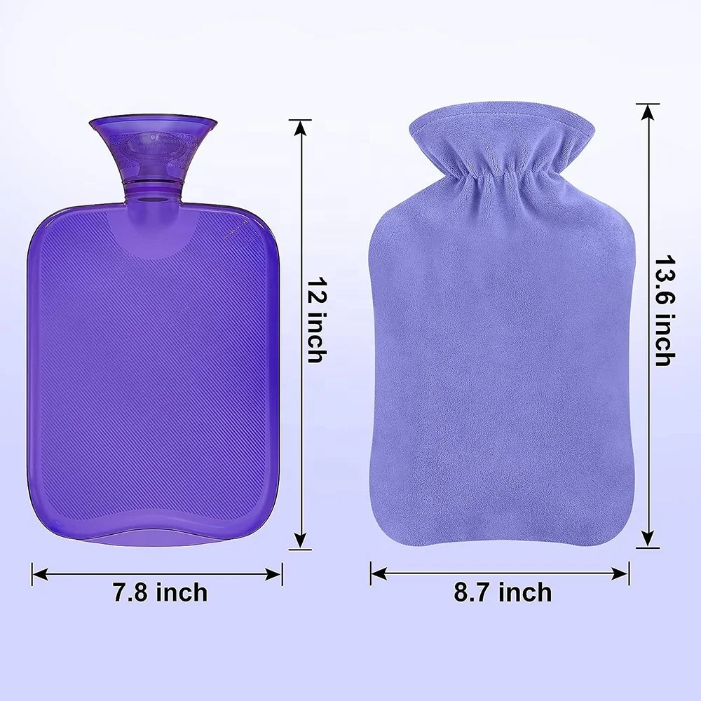 water injection warm supplies transparent 2l pvc hot water bottle bag muti color and flecce cover for winter warming