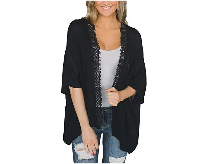 
Popular spring and summer solid color lace and sun protection blouse beach clothes 