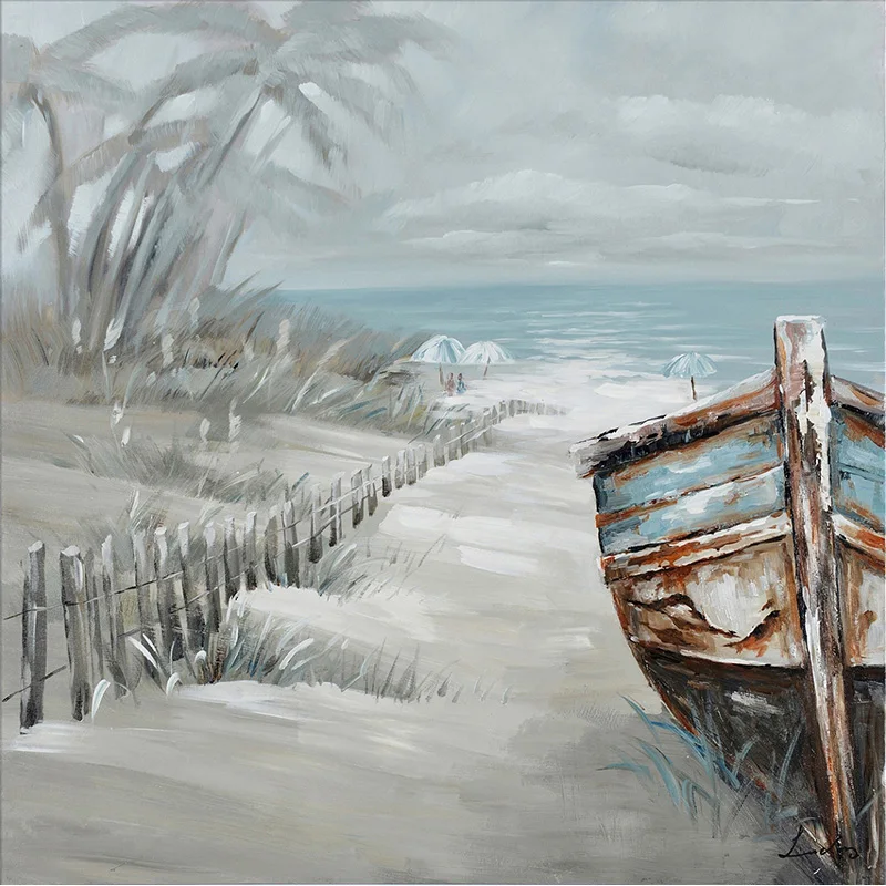 Best Sellers Seaside Sand Road with Wooden Boat Decorative Home Living Room Bedroom