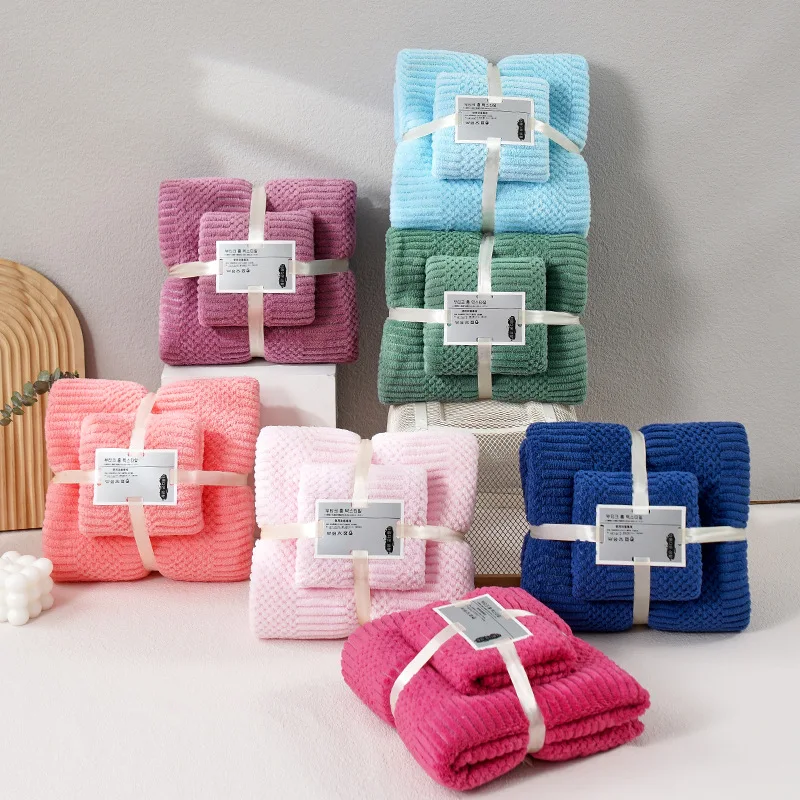 Custom Quality Cheap Gift Towel Bath Coral Fleece Soft Super Absorbent Microfiber Clean Towels For Face Gift Sets For Bathroom