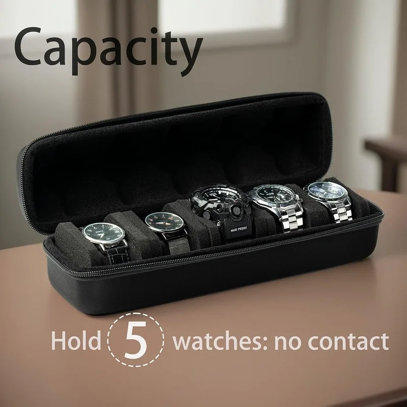 custom logo eva hard 1 2 3 4 5 slots portable travel smart watch roll storage case organizer box with foam pillow for men