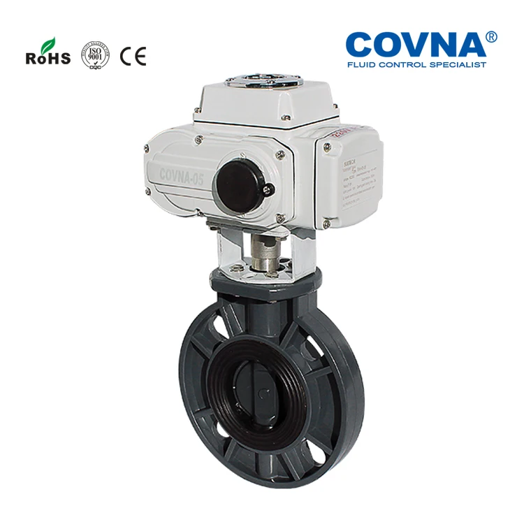 COVNA Actuator Valves UPVC PVC Plastic Flow Control Butterfly Valve Electric Actuator Motorized Ball Valve