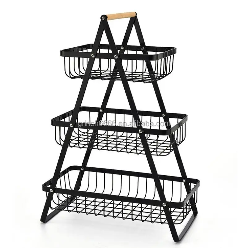 Metal 3-Tier Kitchen Storage Vegetable Seasoning Bottle Rack Cosmetic Makeup Basket Bathroom Shelf With Handle