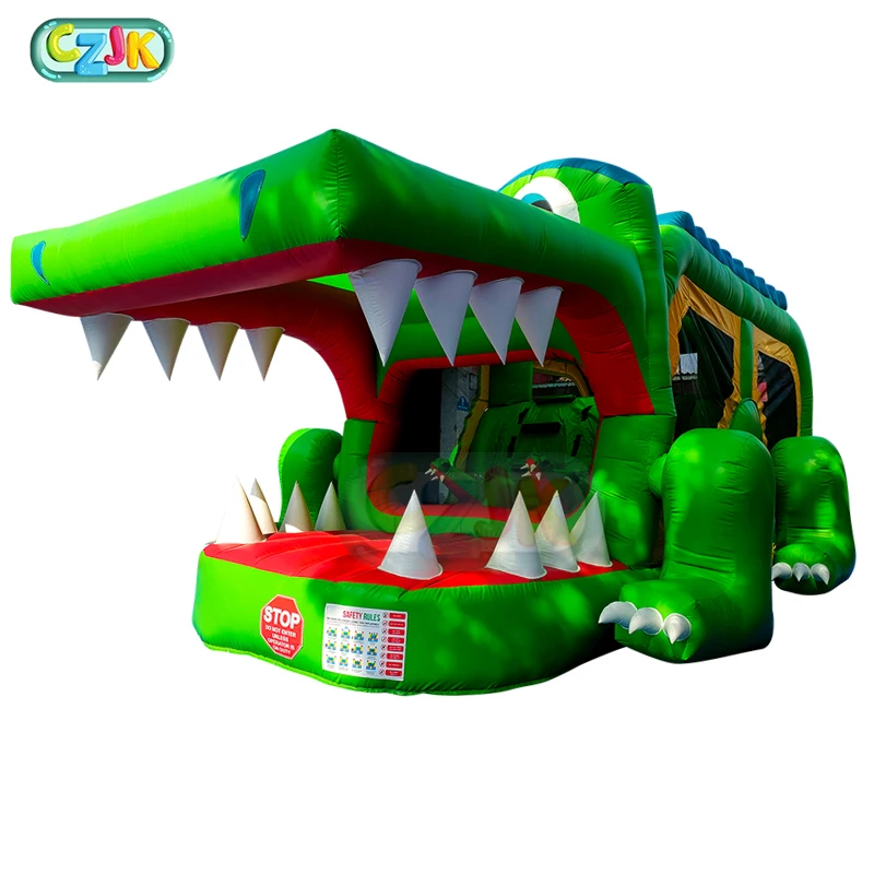 Inflatable Bouncer Bouncy Crocodile Jumping Castle Bounce House Combo With Slide For Sale