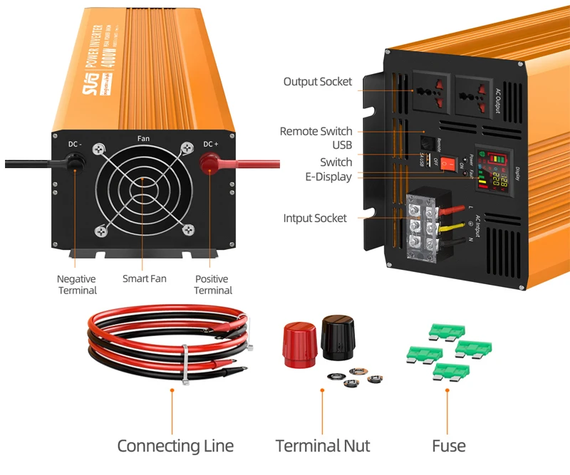 High Quality Oem Accept Off Grid Pure Sine Wave Solar Inverter Dc to Ac power inverter 4000 watt 4000W 24V 220V For Home Use