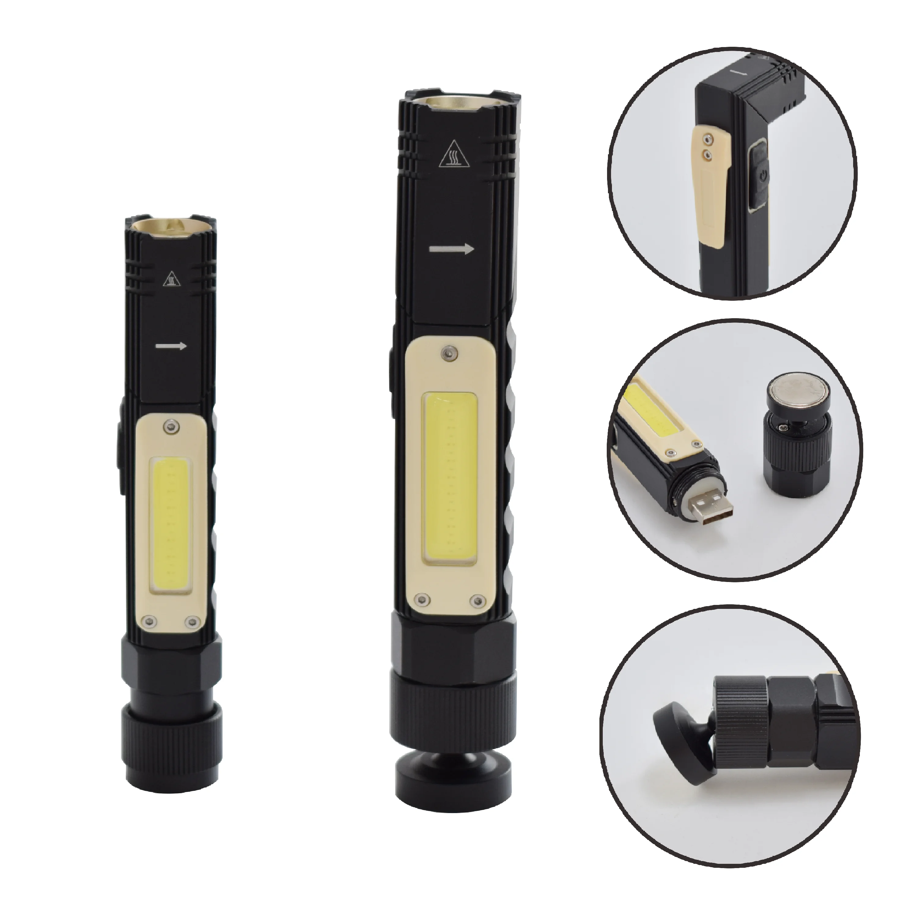 Portable USB Rechargeable Multifunctional Pen Light With Magnet&Clip USB Torch led flashlight Magnet worklight&Head lamp