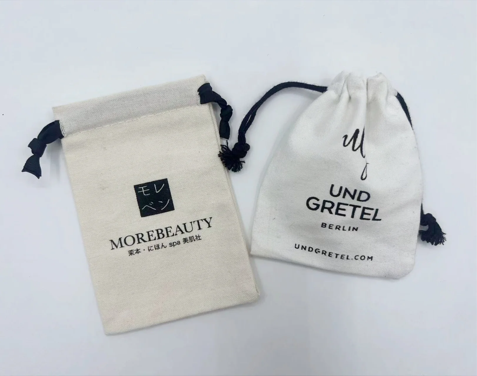 Promotional Calico Cloth Canvas Drawstring Bag With Logo Printed Eco Friendly Organic Muslin Cotton Pouch