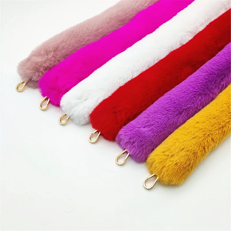 Winter new furry bag shoulder strap accessories 100CM long Faux Fur Handbag Shoulder Straps Handle For Women Purse Belts