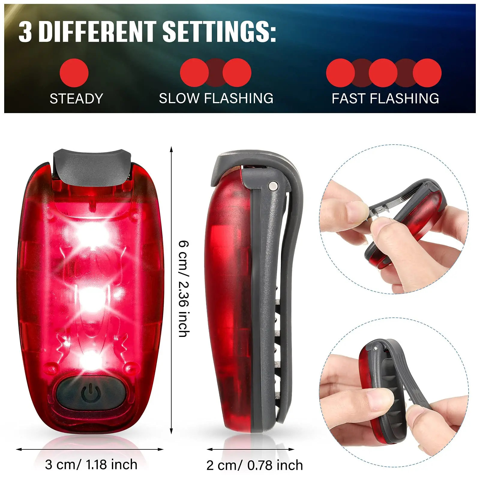 UMIONE LED Night Safety Light Clip On Strobe Running Lights For Cycling Walking