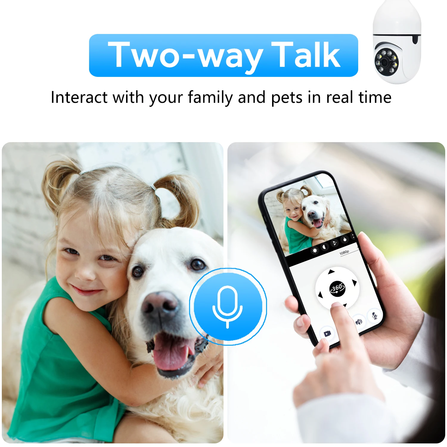 HD Bulb Camera Surveillance WIFI CCTV Wifi Camera Mini Plus Bulb Camera PTZ Waterproof Digital Zoom Easy Installation