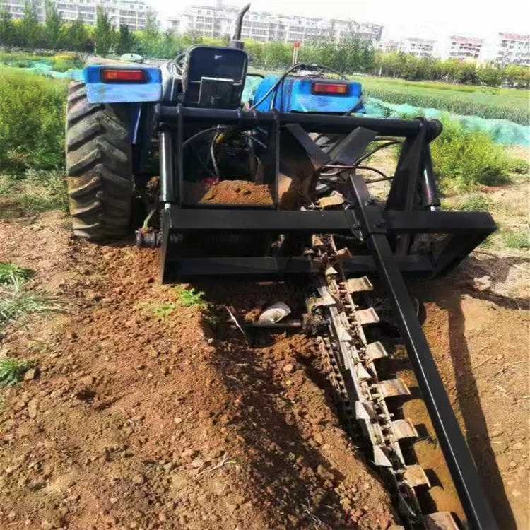Tractor Mounted Attachment China Pipeline Ditcher Cheap Small Mini 3 Point Hitch Chain Trencher Farm Machine For Sale