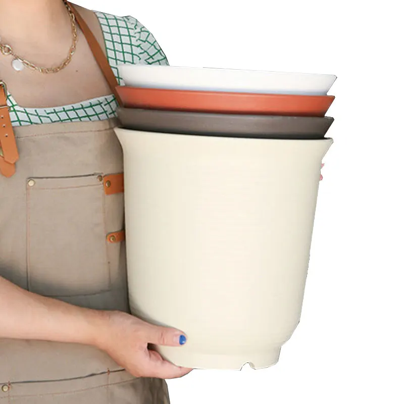 Nursery Pots for Plants Plastic Pots with Drainage Hole Saucer for Gardening Plants Flowers Garden Home Office