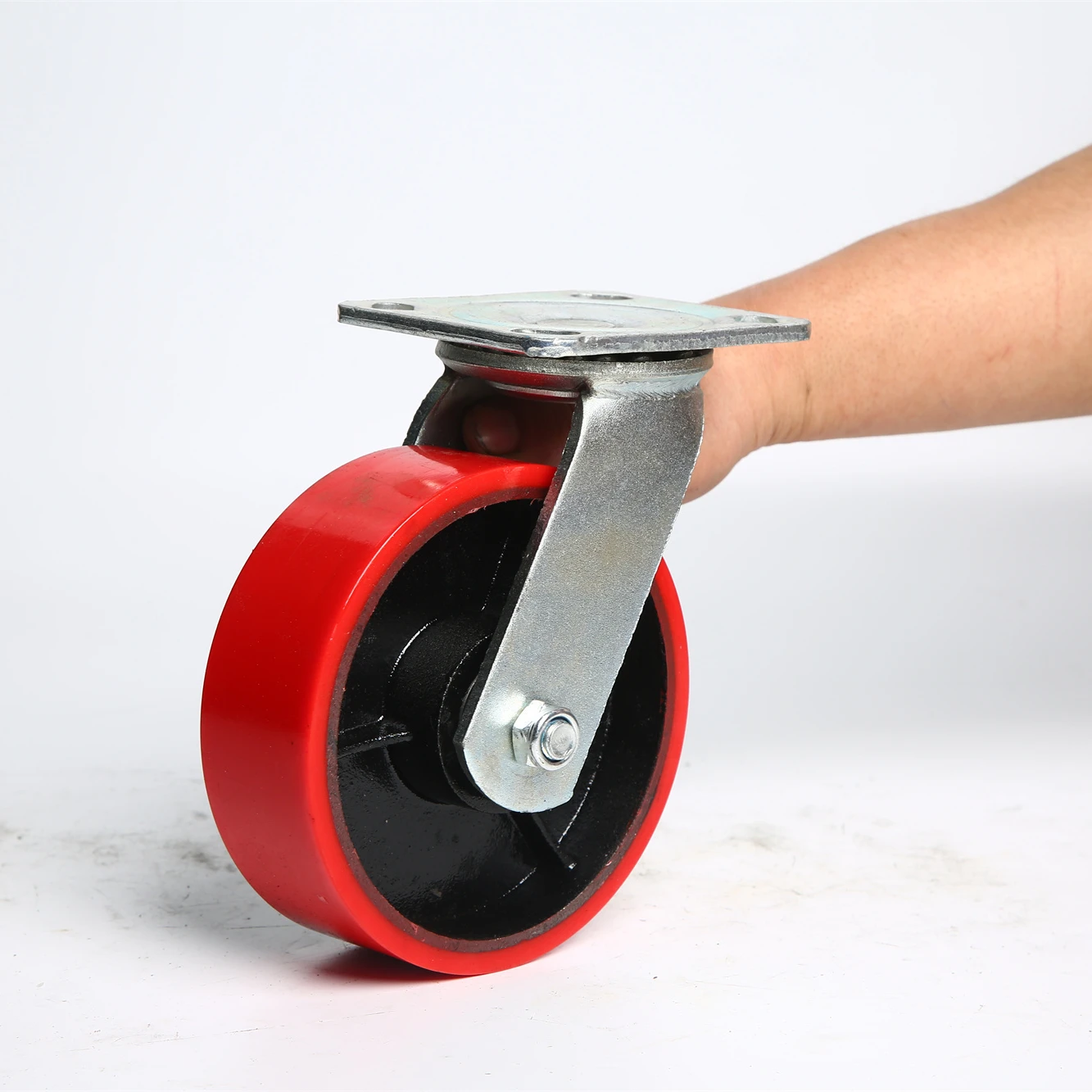 5 inch High Strength PU Cast Iron Core Super 500KG Heavy Duty Swivel Caster with Brake Polyurethane Wheel for Tool Box