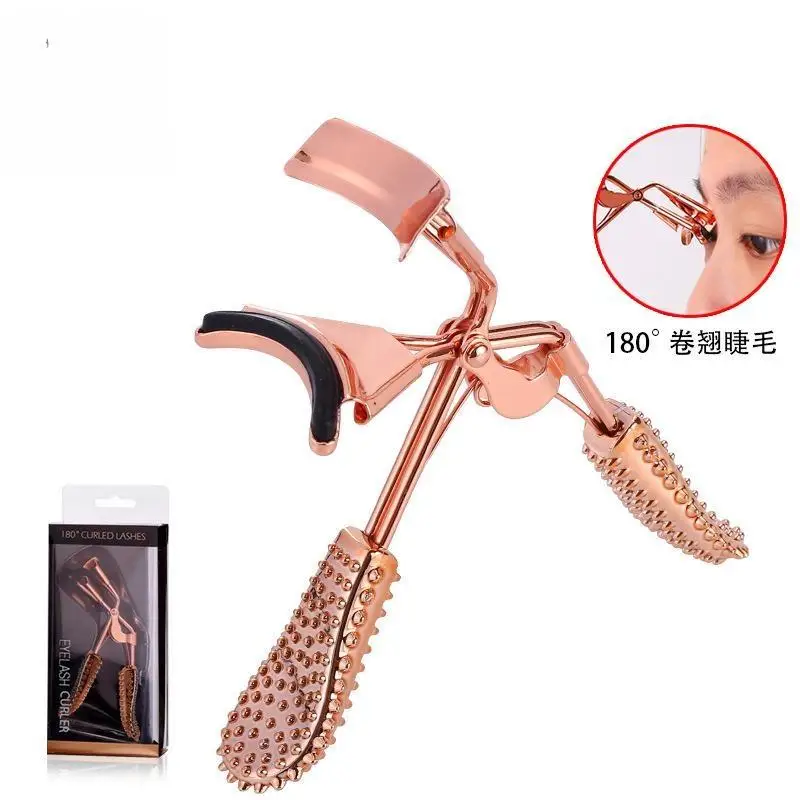 Rose gold pineapple handle eyelash clip, stainless steel wide angle, once set mini curly eyelash clip