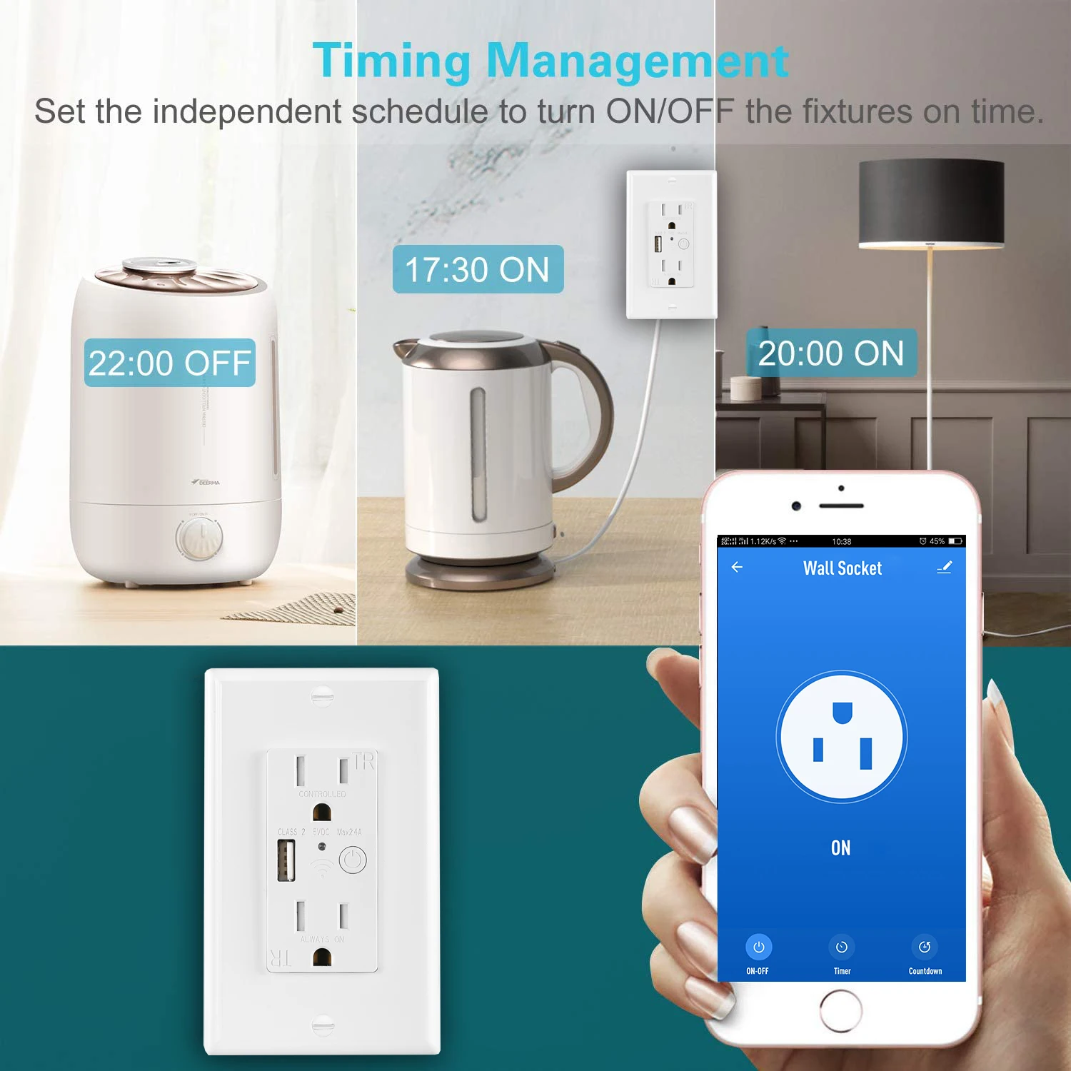 Wall Receptacle Socket Smart Life Compatible Wifi Enchufe Inteligente Wifi
